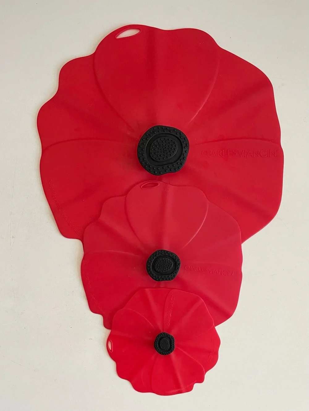Set of 3 Red Poppy Silicone Airtight Storage Covers
